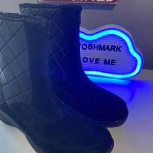 Propet Suede Boots With Zip Up Black Stoch Guard